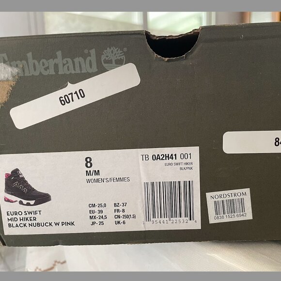 Timberland Women's Hiking Boots, Size 8M, Euro Swift Style Black and Pink - Picture 4 of 4